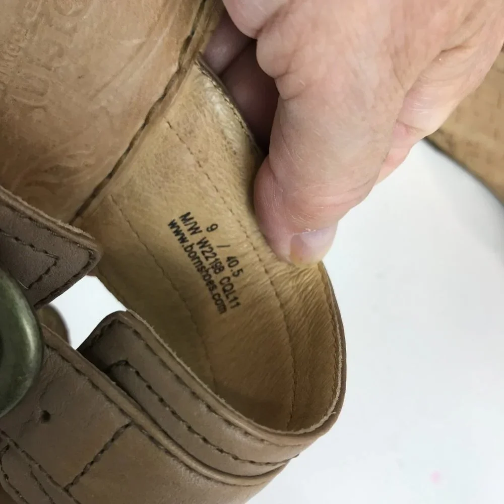 Born leather cork wedge platform sandal US 9